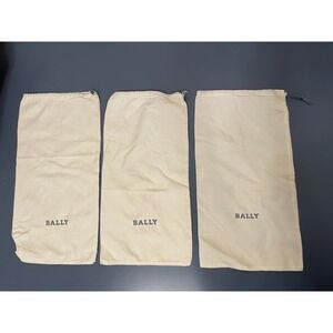 Bally Dust Bags Set of 3 Shoe Storage Travel Ivory Cloth‎ Drawstring 14" x 7"